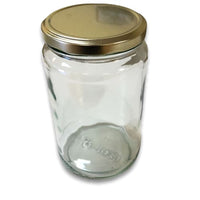 1 KG / 750 ml Short Cylinder Glass Honey Jars with Gold Lids
