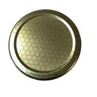 500 g / 375 ml short cylinder glass honey jars with gold lids gold honey comb twist on 70 mm
